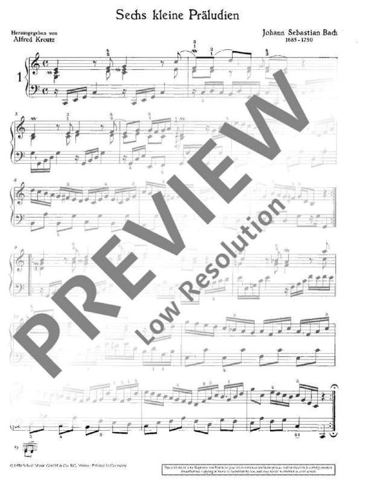 Six short preludes BWV 933-938 巴赫約翰‧瑟巴斯提安 前奏曲 鋼琴獨奏 朔特版 | 小雅音樂 Hsiaoya Music