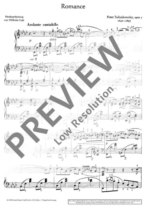 Romance op. 5 柴科夫斯基．彼得 浪漫曲 鋼琴獨奏 朔特版 | 小雅音樂 Hsiaoya Music
