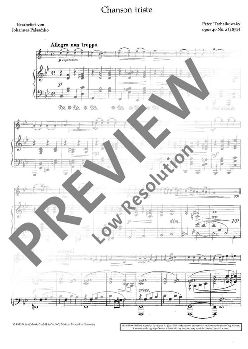Chanson triste op. 40/2 柴科夫斯基．彼得 大提琴加鋼琴 朔特版 | 小雅音樂 Hsiaoya Music