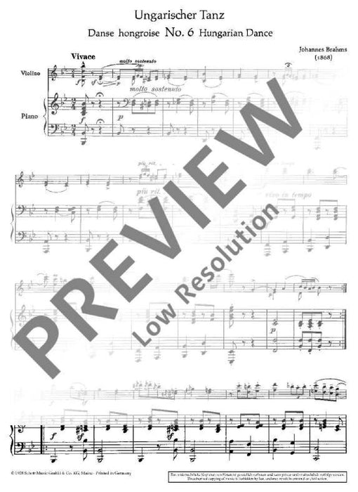 Hungarian Dance No. 6 B-flat major 布拉姆斯 匈牙利舞曲 大調 小提琴加鋼琴 朔特版 | 小雅音樂 Hsiaoya Music