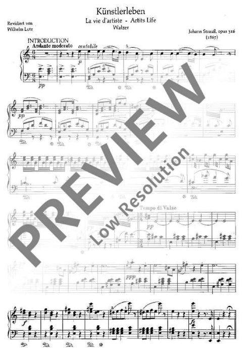 Künstlerleben op. 316 Waltz 史特勞斯．約翰 圓舞曲 鋼琴獨奏 朔特版 | 小雅音樂 Hsiaoya Music