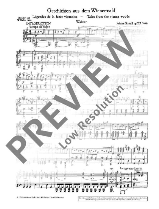 Geschichten aus dem Wienerwald op. 325 Waltz 史特勞斯．約翰 圓舞曲 鋼琴獨奏 朔特版 | 小雅音樂 Hsiaoya Music