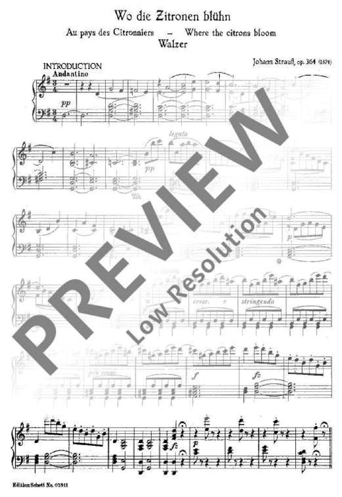 Wo die Zitronen blühn op. 364 Waltz 史特勞斯．約翰 圓舞曲 鋼琴獨奏 朔特版 | 小雅音樂 Hsiaoya Music