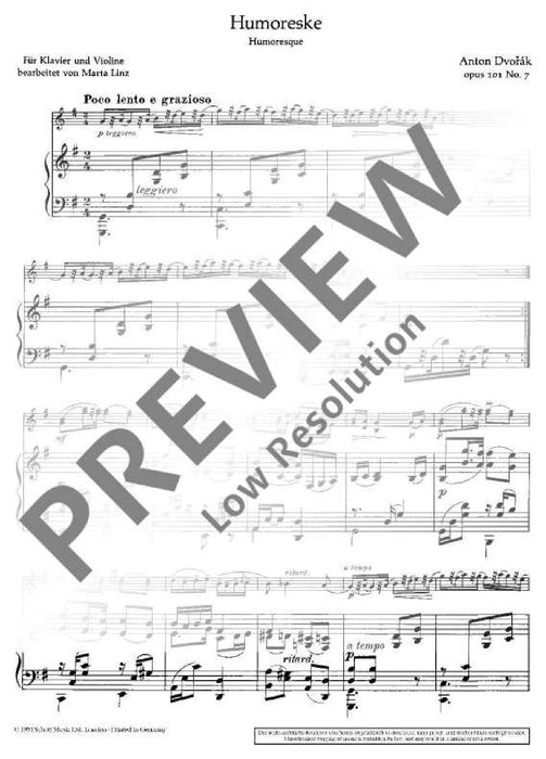 Humoresque op. 101/7 德弗札克 幽默曲 小提琴加鋼琴 朔特版 | 小雅音樂 Hsiaoya Music