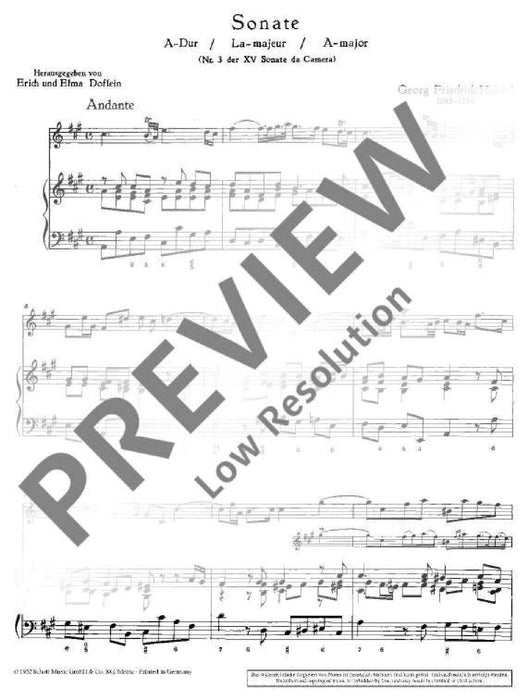 Sonata A major No. 3 from 15 Sonate da Camera 韓德爾 奏鳴曲大調 小提琴加鋼琴 朔特版 | 小雅音樂 Hsiaoya Music