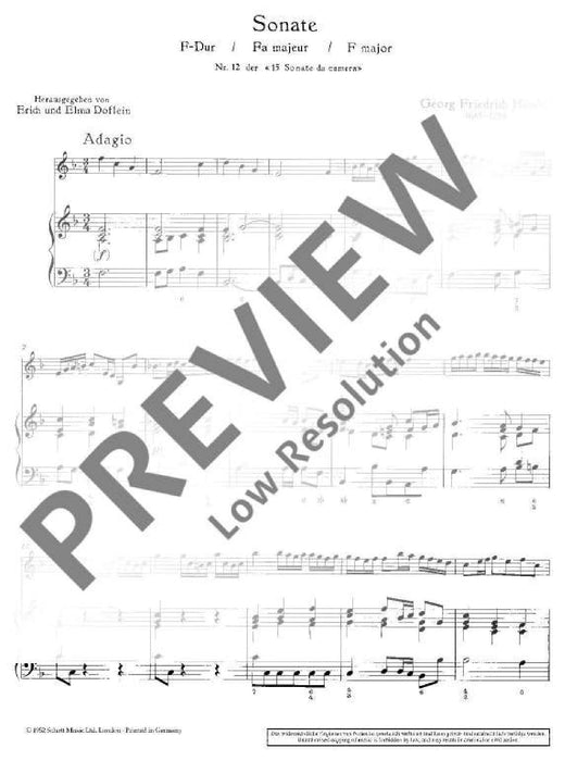 Sonata F major No. 12 from 15 Sonate da camera 韓德爾 奏鳴曲大調 小提琴加鋼琴 朔特版 | 小雅音樂 Hsiaoya Music