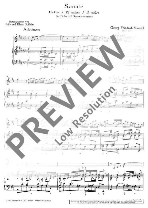 Sonata D major No. 13 from 15 Sonate da camera 韓德爾 奏鳴曲大調 小提琴加鋼琴 朔特版 | 小雅音樂 Hsiaoya Music