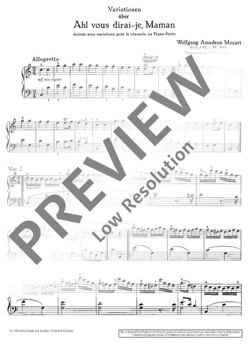 Variations Ah! vous dirai-je, Maman KV 265 Morgen kommt der Weihnachtsmann 莫札特 變奏曲 鋼琴獨奏 朔特版 | 小雅音樂 Hsiaoya Music