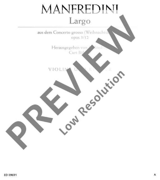 Largo op. 3/12 from Concerto grosso (Christmas Concerto) 大協奏曲協奏曲 小提琴加鋼琴 朔特版 | 小雅音樂 Hsiaoya Music