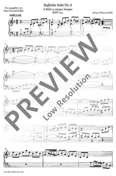 English Suite No. 6 D minor BWV 811 巴赫約翰‧瑟巴斯提安 組曲 小調 鋼琴獨奏 朔特版 | 小雅音樂 Hsiaoya Music