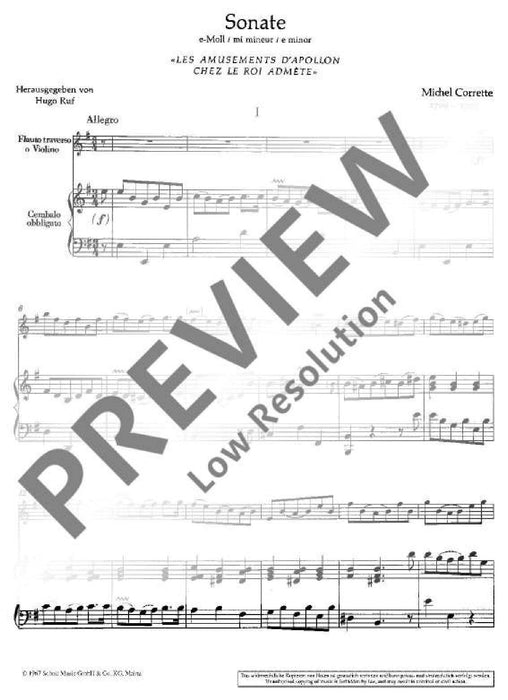 Sonata E minor op. 25/4 Les Amusements d'Apollon chez le roi Admète 柯雷特米歇爾 奏鳴曲小調 小提琴加鋼琴 朔特版 | 小雅音樂 Hsiaoya Music