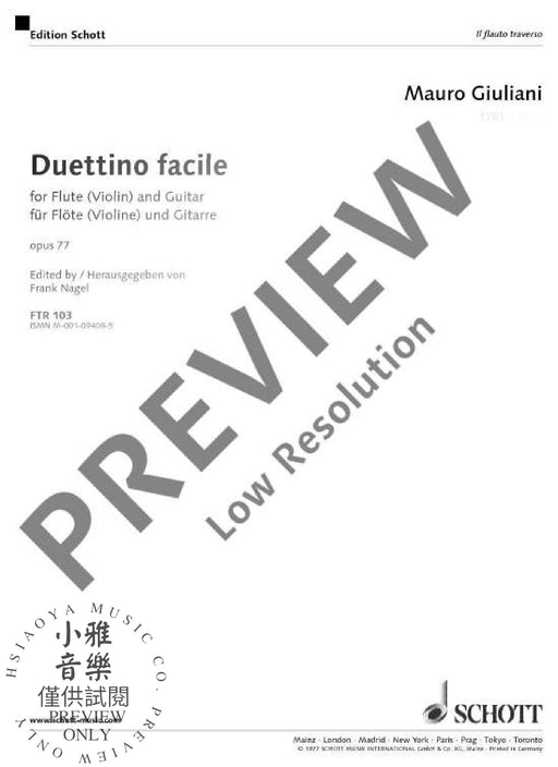 Duettino facile op. 77 混和二重奏 朔特版 | 小雅音樂 Hsiaoya Music