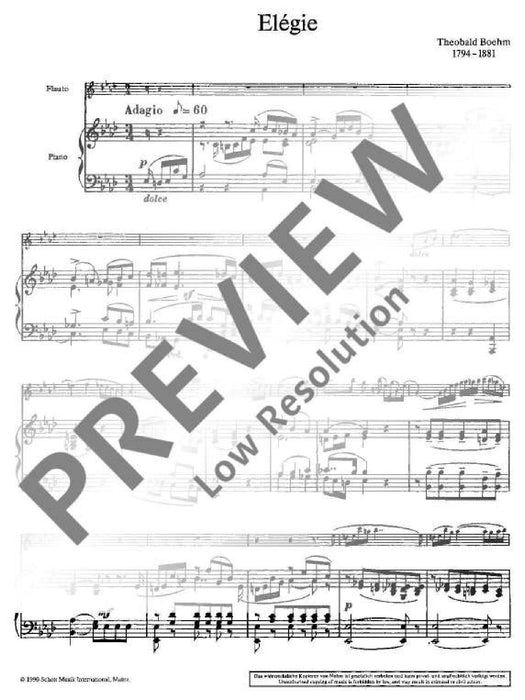Elégie Ab major op. 47 貝姆．泰歐巴德 大調 長笛加鋼琴 朔特版 | 小雅音樂 Hsiaoya Music
