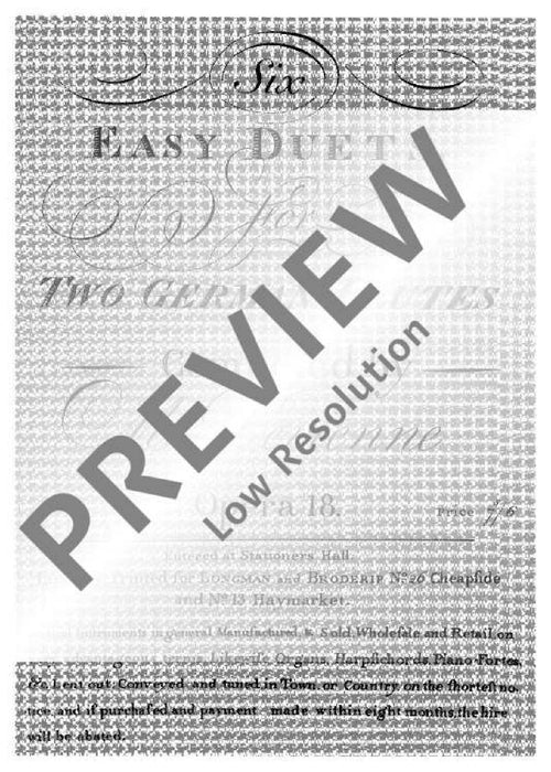 Six Easy Duets op. 18 戴維安 二重奏 雙長笛 朔特版 | 小雅音樂 Hsiaoya Music