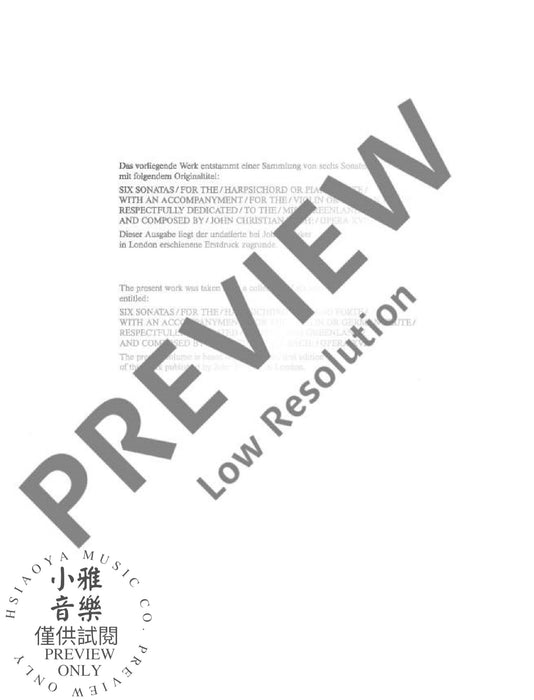 Sonata A major op. 16/4 巴赫約翰‧克里斯提安 混和二重奏 奏鳴曲大調 朔特版 | 小雅音樂 Hsiaoya Music