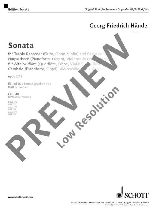 Sonata No.11 in F major, from Four Sonatas op. 1/11 HWV 369 韓德爾 奏鳴曲 大調 奏鳴曲 小提琴加鋼琴 朔特版 | 小雅音樂 Hsiaoya Music