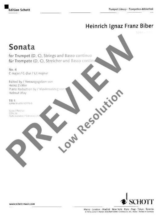 Sonata No. 4 in C major 畢伯 奏鳴曲 大調 小號 1把以上加鋼琴 朔特版 | 小雅音樂 Hsiaoya Music