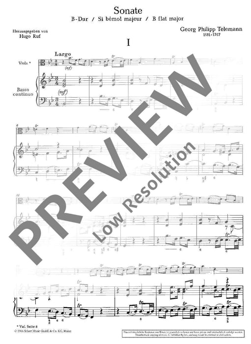 Sonata Bb Major 泰勒曼 奏鳴曲大調 中提琴加鋼琴 朔特版 | 小雅音樂 Hsiaoya Music