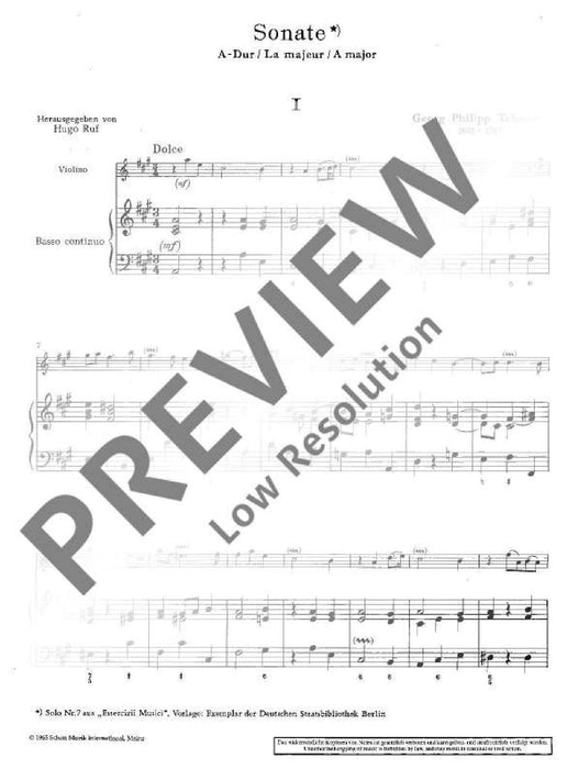 Sonata in A Major from Essercizii Musici 泰勒曼 奏鳴曲 大調 小提琴加鋼琴 朔特版 | 小雅音樂 Hsiaoya Music