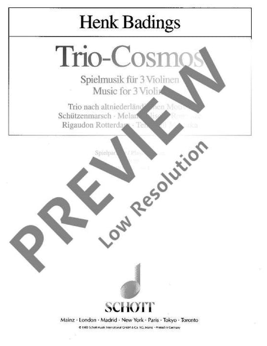 Trio-Cosmos Nr. 7 Music for three Violins soloists or groups destined for the group-teaching and adapted to various methods 巴定思 三重奏 小提琴 小提琴 3把以上 朔特版 | 小雅音樂 Hsiaoya Music