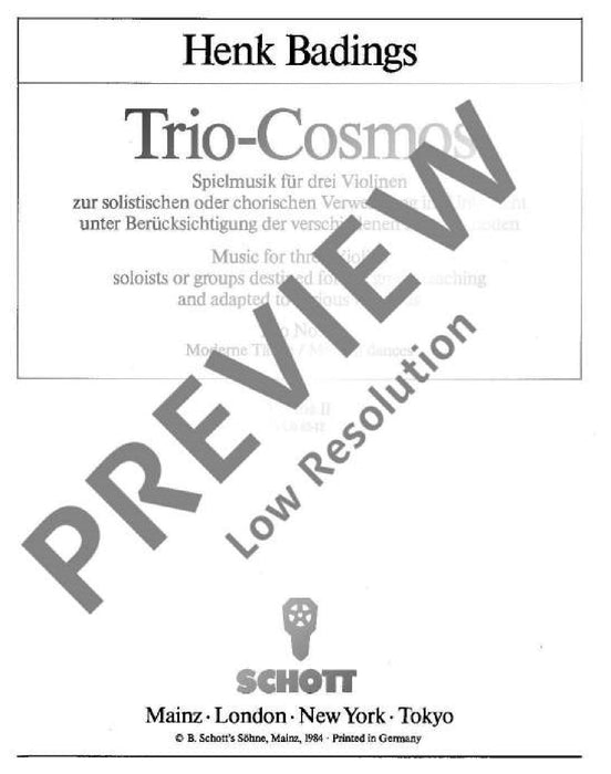 Trio-Cosmos Nr. 10 Modern Dance 巴定思 三重奏 舞曲 小提琴 3把以上 朔特版 | 小雅音樂 Hsiaoya Music