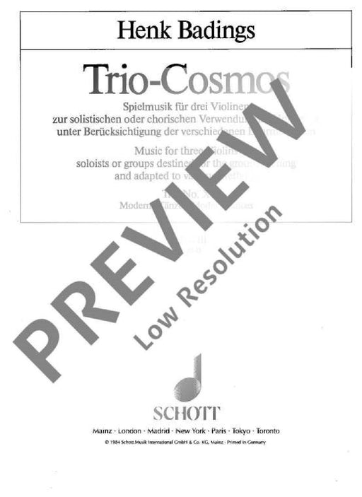 Trio-Cosmos Nr. 10 Modern Dance 巴定思 三重奏 舞曲 小提琴 3把以上 朔特版 | 小雅音樂 Hsiaoya Music