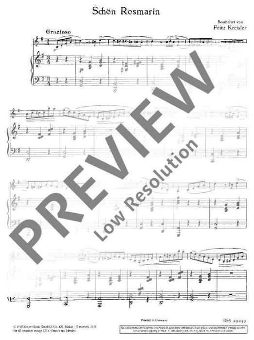 Schön Rosmarin Alt-Wiener Tanzweisen III 克萊斯勒 美麗的露絲瑪琳 小提琴加鋼琴 朔特版 | 小雅音樂 Hsiaoya Music