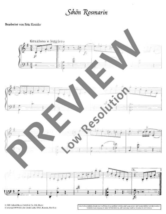 Schon Rosmarin Alt-Wiener Tanzweisen No. 3 克萊斯勒 美麗的露絲瑪琳 鋼琴獨奏 朔特版 | 小雅音樂 Hsiaoya Music