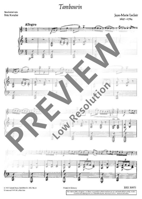 Tambourin 勒克雷爾 小提琴加鋼琴 朔特版 | 小雅音樂 Hsiaoya Music