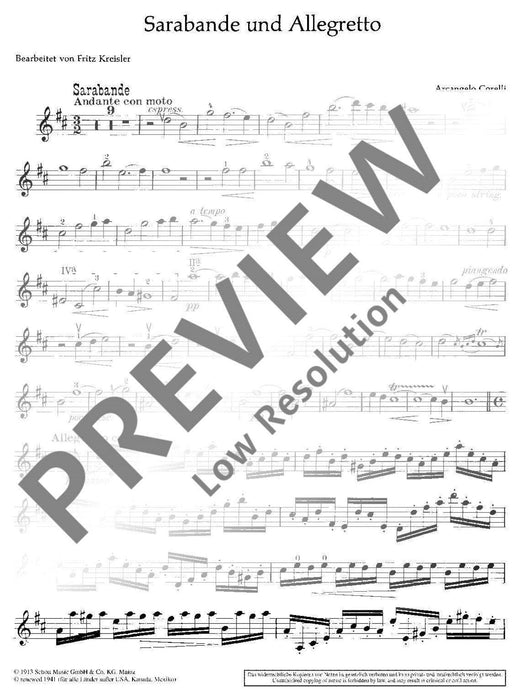 Sarabande and Allegretto 柯雷里阿爾坎傑羅 薩拉班德 小提琴加鋼琴 朔特版 | 小雅音樂 Hsiaoya Music