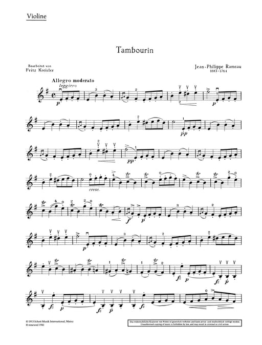 Tambourin 拉摩 小提琴加鋼琴 朔特版 | 小雅音樂 Hsiaoya Music