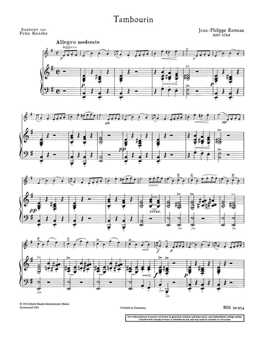 Tambourin 拉摩 小提琴加鋼琴 朔特版 | 小雅音樂 Hsiaoya Music