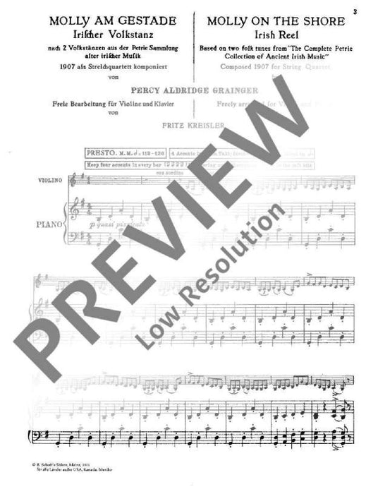 Molly on the Shore Irischer Volkstanz nach 2 Volkstänzen 葛林傑 小提琴加鋼琴 朔特版 | 小雅音樂 Hsiaoya Music