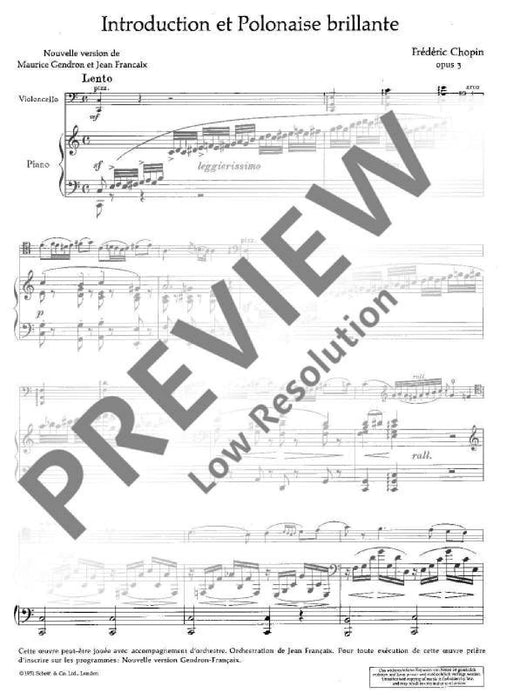 Introduction et Polonaise brillante op. 3 (Maurice Gendron Transcriptions classiques et romantiques) 蕭邦 導奏波蘭舞曲 大提琴加鋼琴 朔特版 | 小雅音樂 Hsiaoya Music