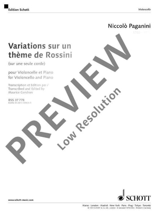 Variations sur un thème de Rossini sur une seule corde 帕格尼尼 羅西尼主題變奏曲 大提琴加鋼琴 朔特版 | 小雅音樂 Hsiaoya Music
