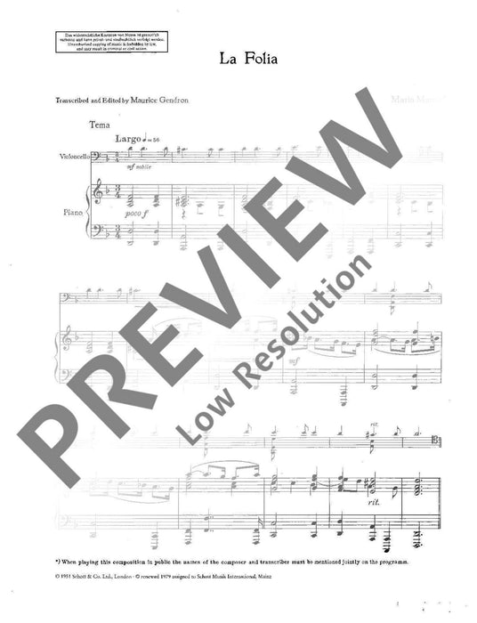 La Folia (Maurice Gendron Transcriptions classiques et romantiques) 馬雷．馬蘭 大提琴加鋼琴 朔特版 | 小雅音樂 Hsiaoya Music