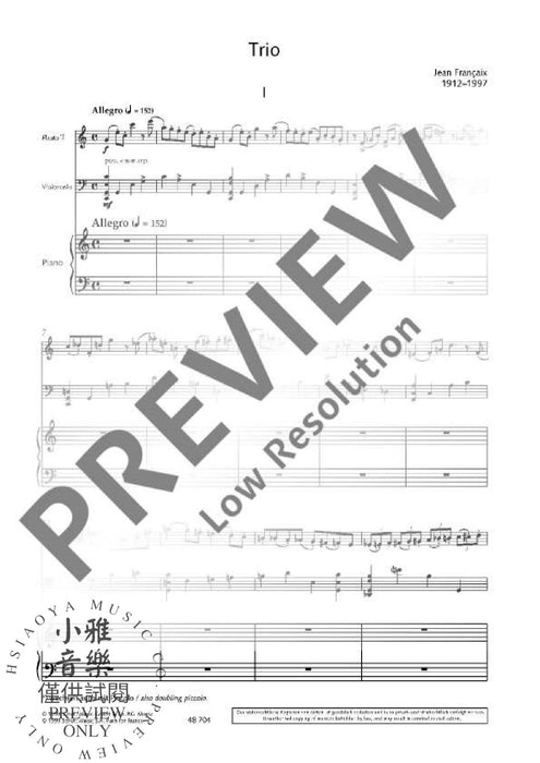 Trio for flute, violoncello and piano 鋼琴三重奏大提琴鋼琴 朔特版 | 小雅音樂 Hsiaoya Music