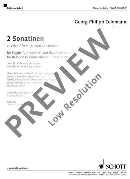 Two Sonatinas from Neuen Sonatinen 泰勒曼 小奏鳴曲 小奏鳴曲 大提琴加鋼琴 朔特版 | 小雅音樂 Hsiaoya Music