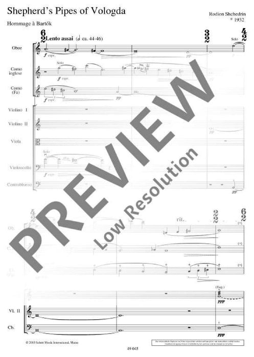 Shepherd´s Pipes of Vologda Hommage à Bartók 席且德林 總譜 朔特版 | 小雅音樂 Hsiaoya Music
