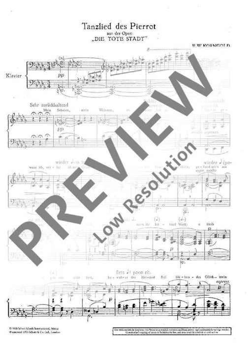 Tanzlied des Pierrot op. 12 from the opera Die tote Stadt 康戈爾德 歌劇 鋼琴獨奏 朔特版 | 小雅音樂 Hsiaoya Music