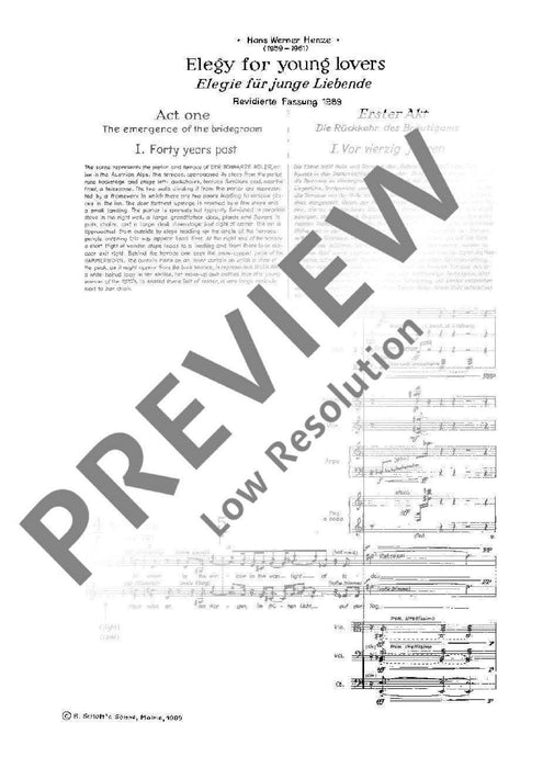 Elegy for young Lovers Opera in 3 Acts 亨采 悲歌 歌劇 總譜 朔特版 | 小雅音樂 Hsiaoya Music