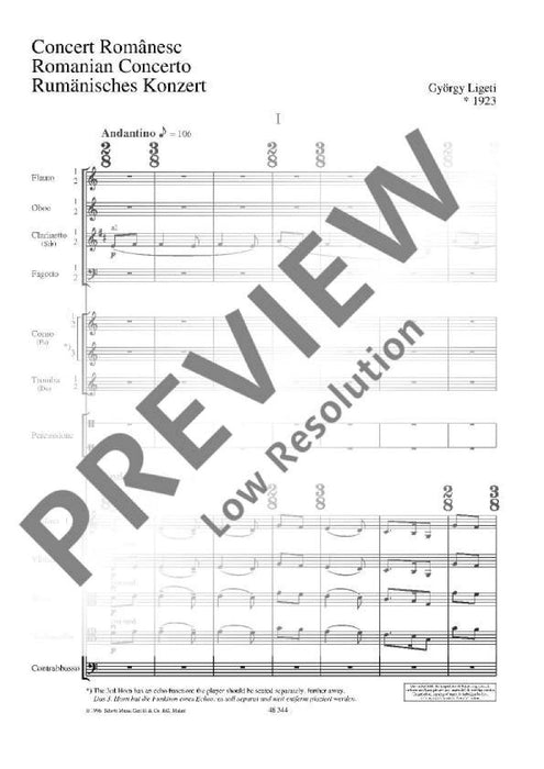 Romanian Concerto 李蓋悌 羅馬尼亞協奏曲 總譜 朔特版 | 小雅音樂 Hsiaoya Music