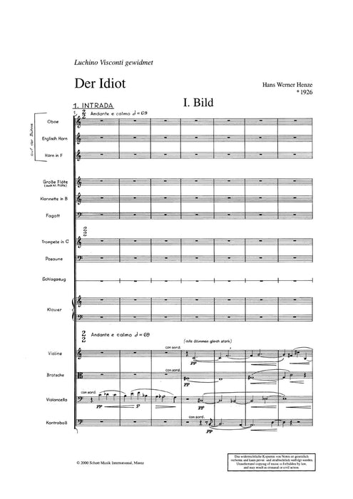 Der Idiot Mimodram mit Szenen aus Dostojewskys gleichnamigem Roman 亨采 總譜 朔特版 | 小雅音樂 Hsiaoya Music