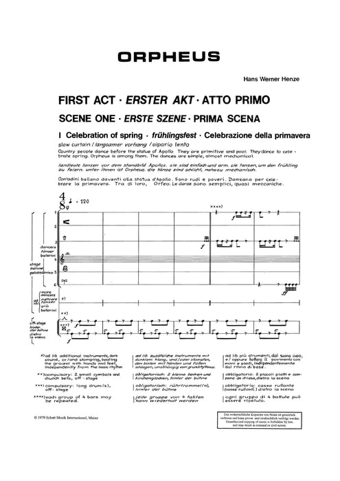 Orpheus A story in 2 acts and 6 scenes by Edward Bond 亨采 奧菲斯 總譜 朔特版 | 小雅音樂 Hsiaoya Music
