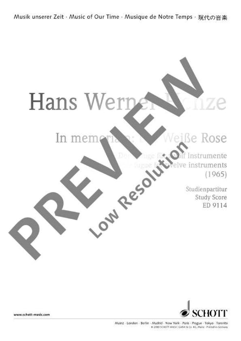 In memoriam: Die Weiße Rose Double fugue 亨采 復格曲 總譜 朔特版 | 小雅音樂 Hsiaoya Music