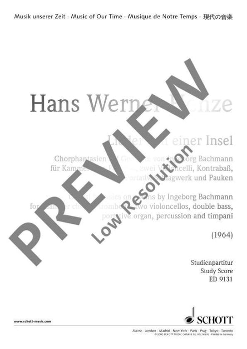 Lieder von einer Insel Choral fantasies on poems by Ingeborg Bachmann 亨采 歌曲 合唱幻想曲 總譜 朔特版 | 小雅音樂 Hsiaoya Music