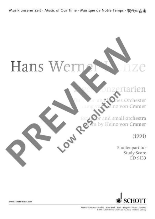 Two Concert Arias Words by Heinz von Cramer 亨采 音樂會詠唱調 總譜 朔特版 | 小雅音樂 Hsiaoya Music