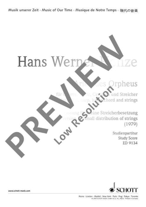 Arien des Orpheus 亨采 詠嘆調 奧菲斯 總譜 朔特版 | 小雅音樂 Hsiaoya Music