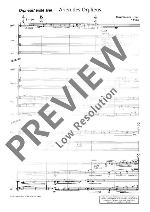 Arien des Orpheus 亨采 詠嘆調 奧菲斯 總譜 朔特版 | 小雅音樂 Hsiaoya Music