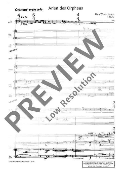Arien des Orpheus 亨采 詠嘆調 奧菲斯 總譜 朔特版 | 小雅音樂 Hsiaoya Music